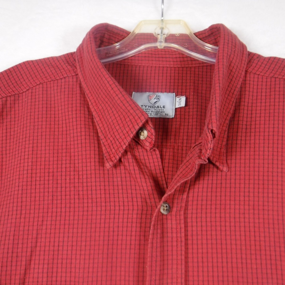 Tyndale FRMC Flame Resistant Shirt Mens 3XL Red Black Grid CAT 2 Workwear USA